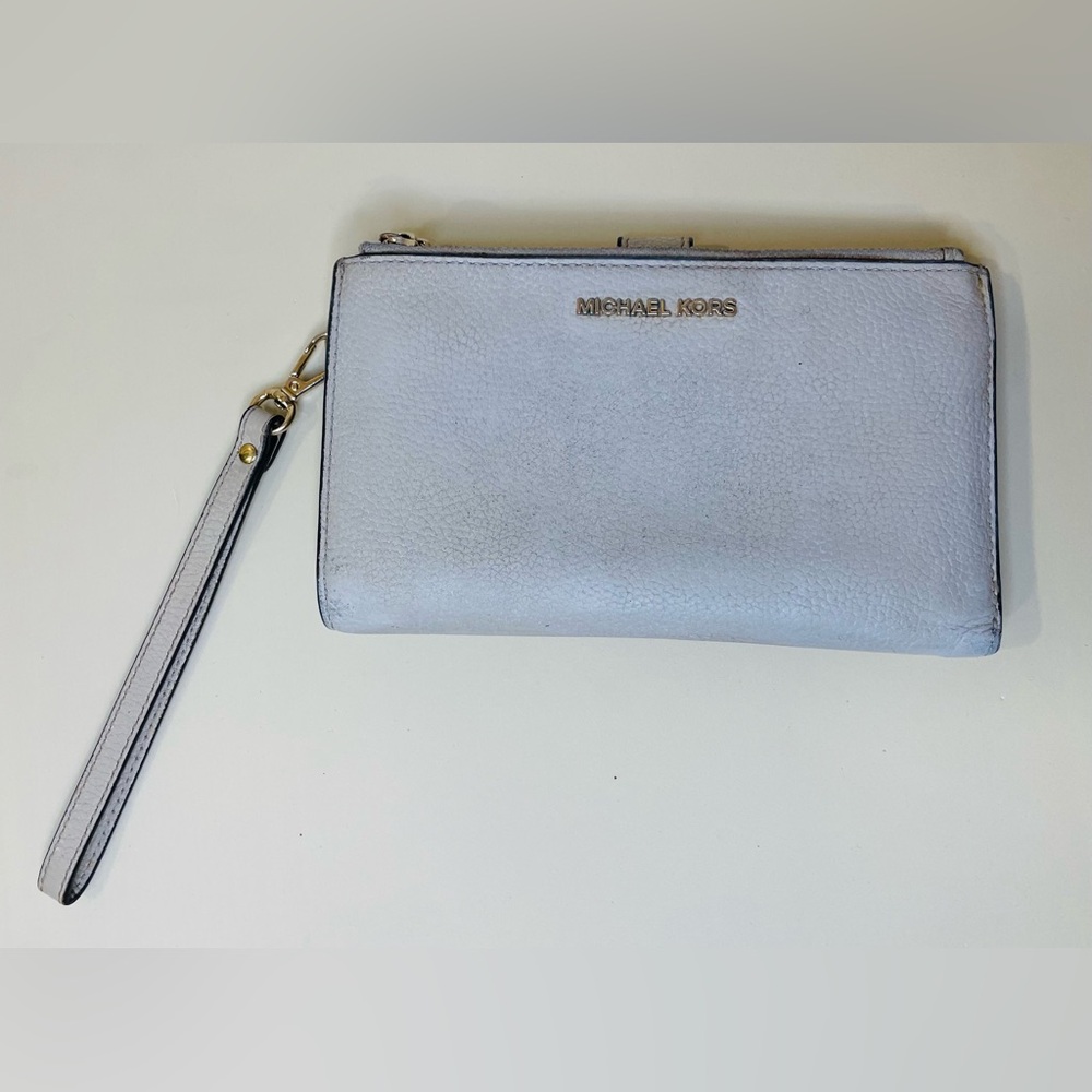Michael‎ Kors Adele Double Zip Gold Tone Wristlet Wallet